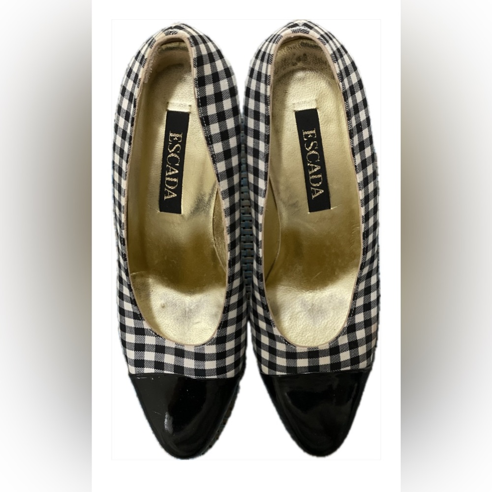 Escada black and white checkerboard heeled shoes - Size 7